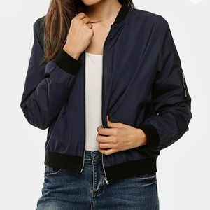 Zeaqoo Women's Bomber Jacket Casual Coat Zip Up Outerwear size M
